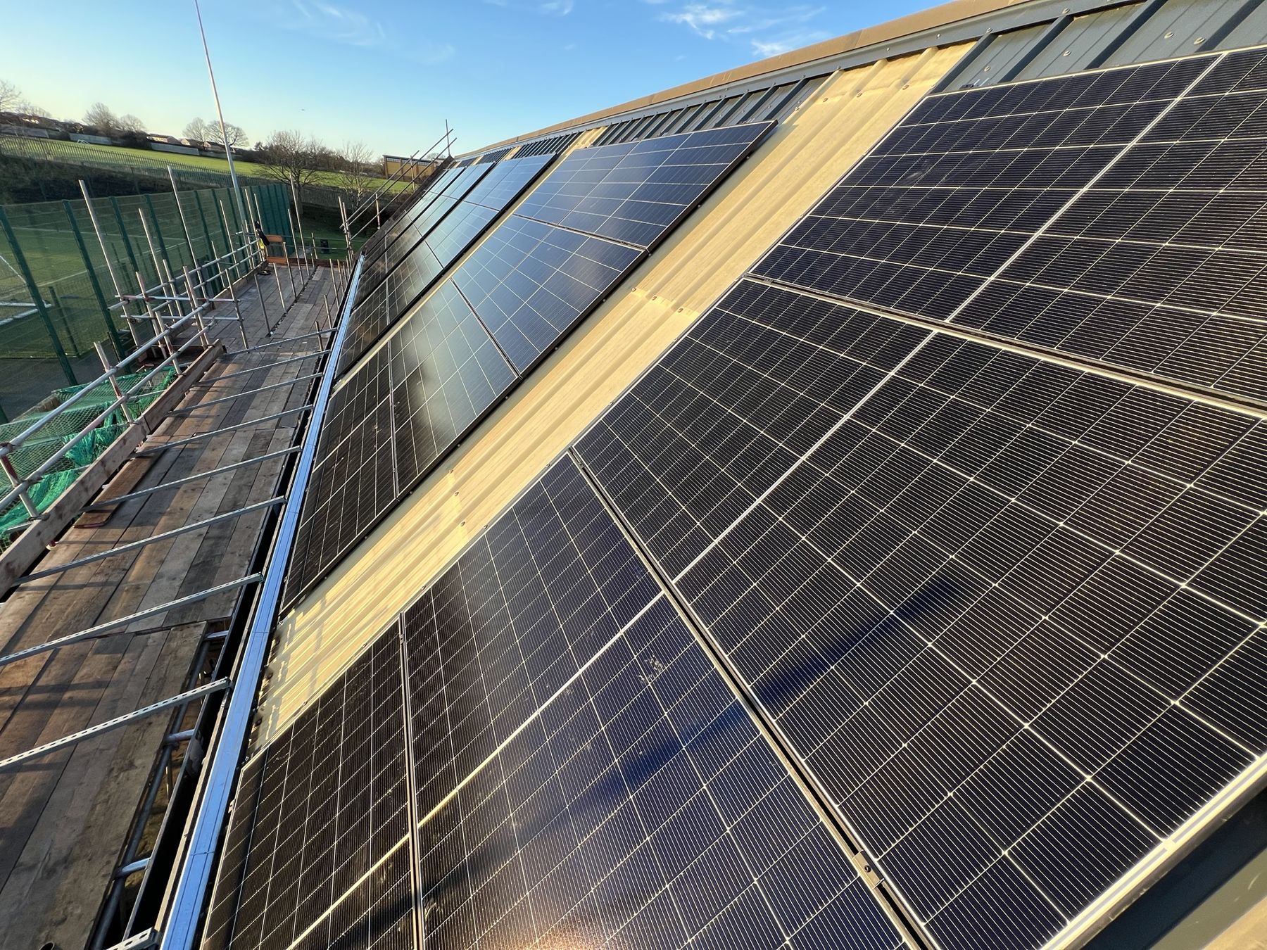 Solar panels installed on a pitched roof